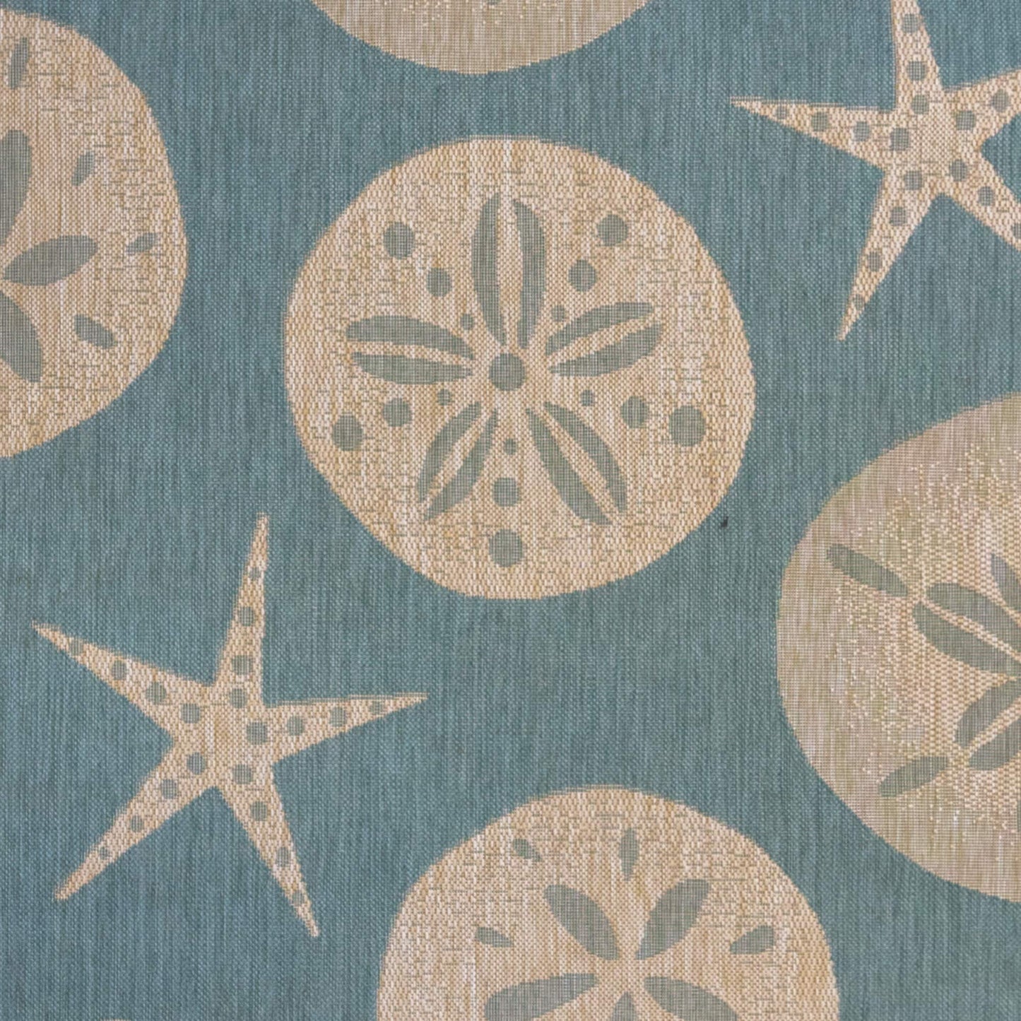 Gertmenian Indoor Outdoor Area Rug, Classic Flatweave, Washable, Stain & UV Resistant Carpet, Deck, Patio, Poolside & Mudroom, 6x9 Ft Medium, Sand Dollar Starfish, Oasis Green