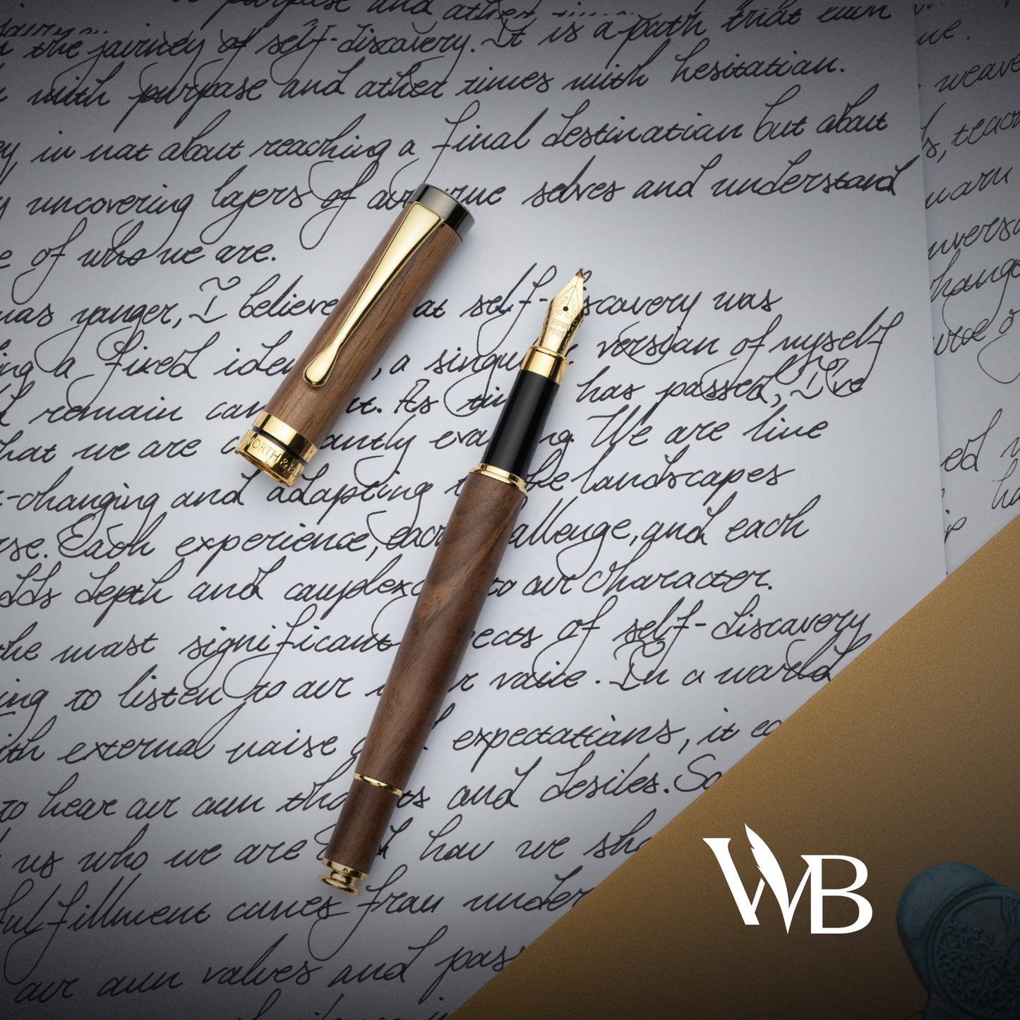 Wordsworth & Black Calligraphy Pen Gift Set, Includes Ink Bottle, 6 Ink Cartridges, Ink Refill Converter, 6 Replacement Nibs, Luxury Bamboo, Journaling, Smooth Writing Pens [Brown Wood]
