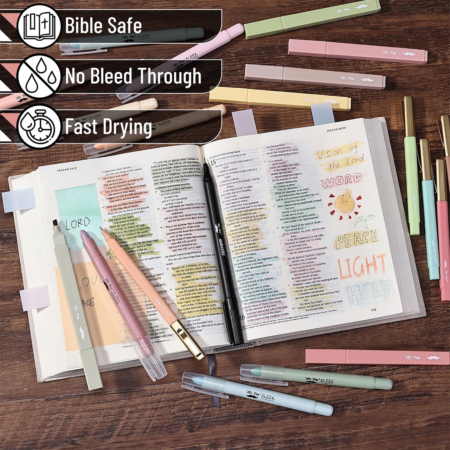 Mr. Pen- Bible Journaling Kit for Women, Bible Highlighters and Pens No Bleed, Pencil Case, Fineliner, Prayer Cards, Tabs, Magnetic Bookmarks, Transparent Sticky Notes, Mothers Day Gift