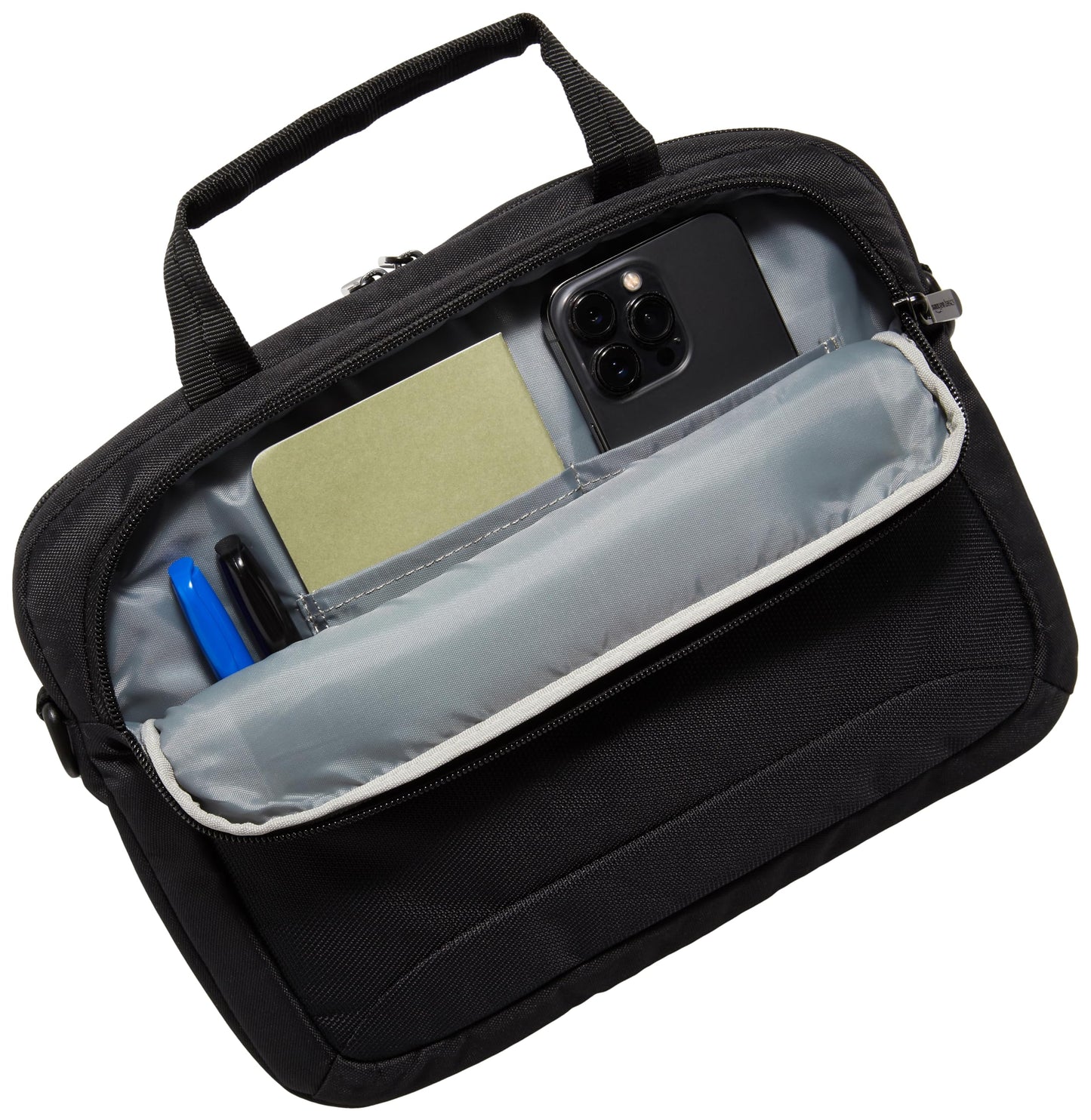 Amazon Basics 11.6 inch Laptop Bag with Shoulder Strap and Handle, Briefcase with Large Capacity Compartments for Tablets and Accessories, Black, 1-Pack
