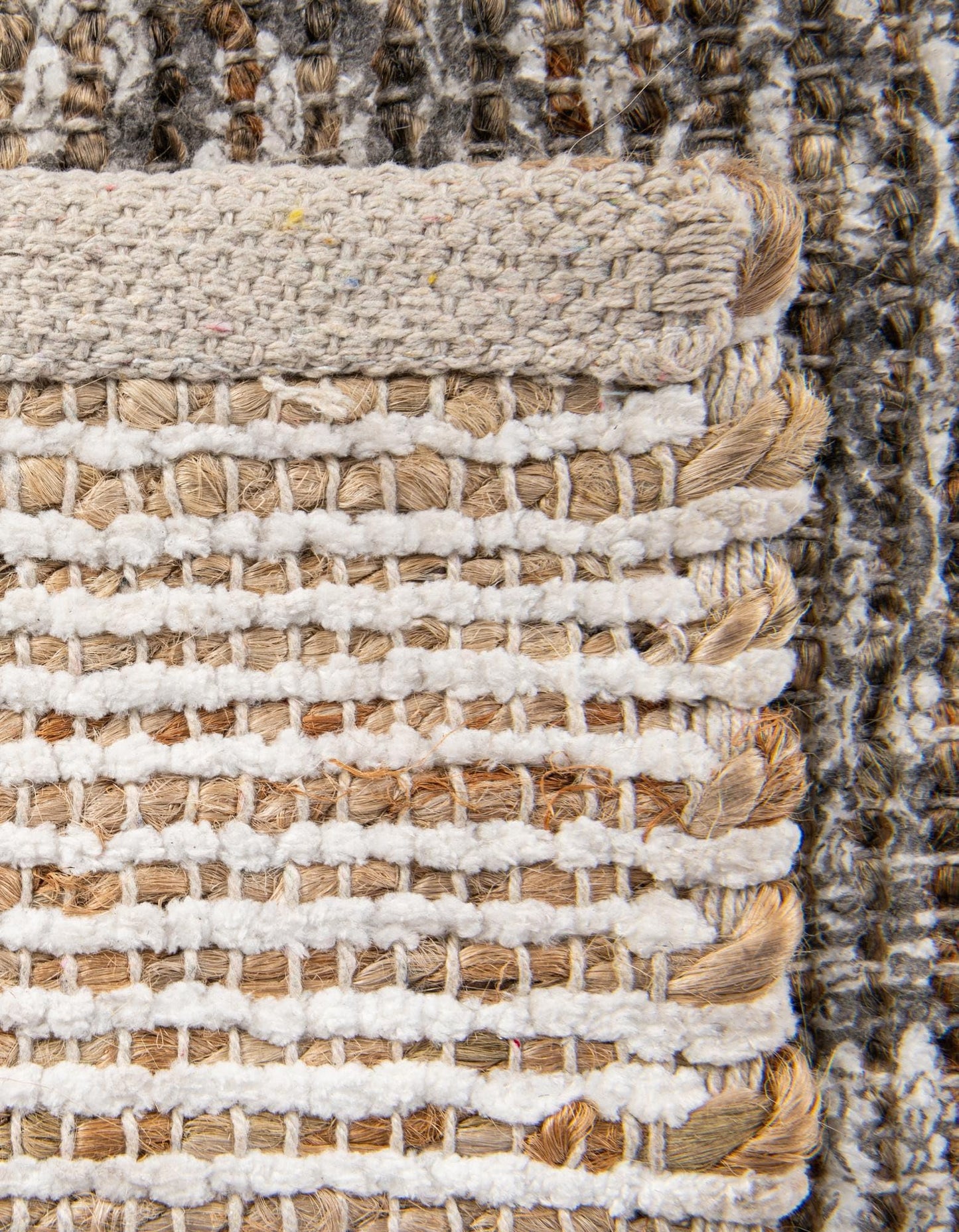 Rugs.com Chenille Jute Collection Rug – 8 Ft Square Charcoal and Ivory Medium-Pile Rug Perfect for Living Rooms, Kitchens, Entryways