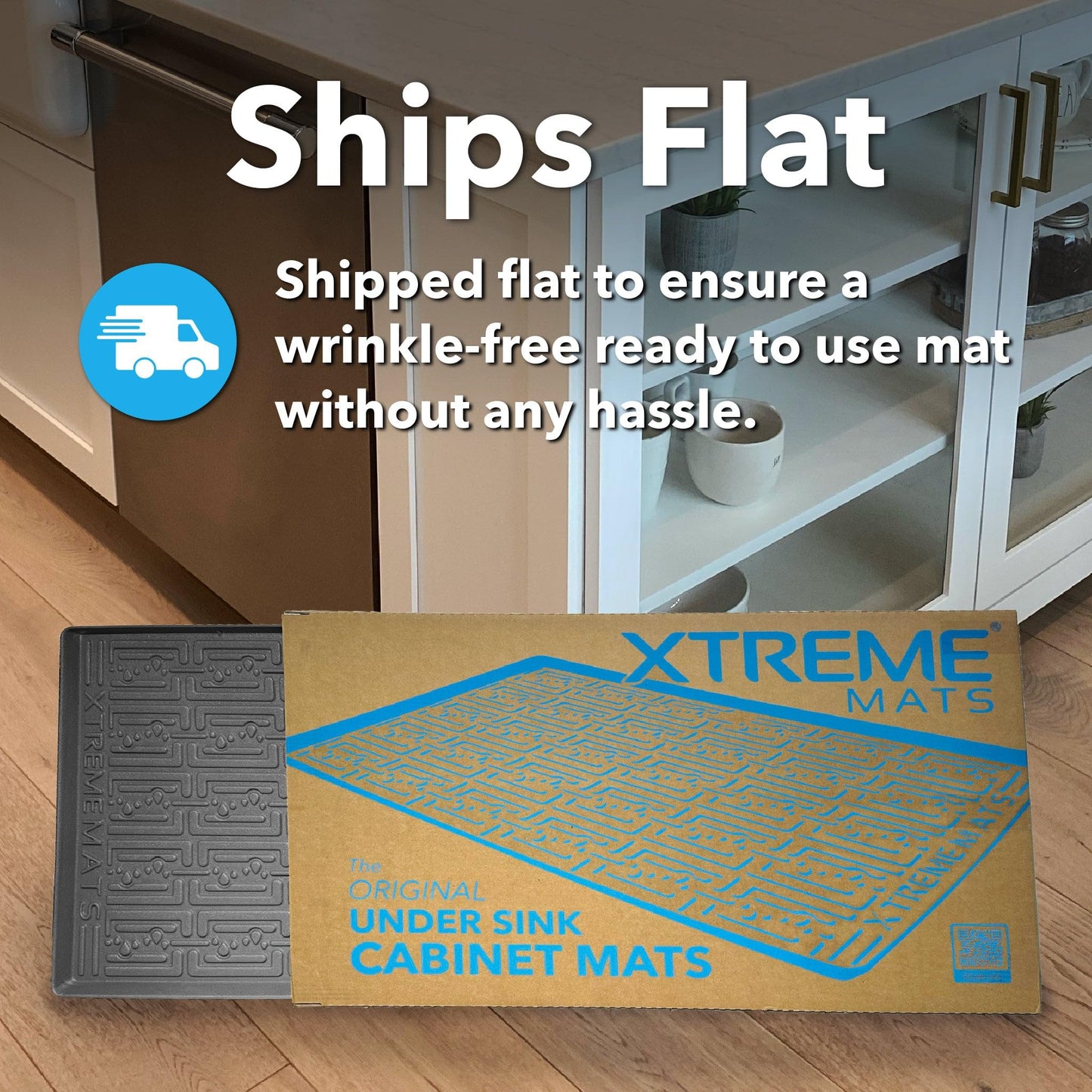 XTREME MATS Waterproof Undersink Mat (Beige 34" 1/4 x 22 1/4) 36 inch Cabinet Base Liner for Kitchen & Laundry Cabinets Catches Leaks Prevents Damage Flexible Sink Driptray