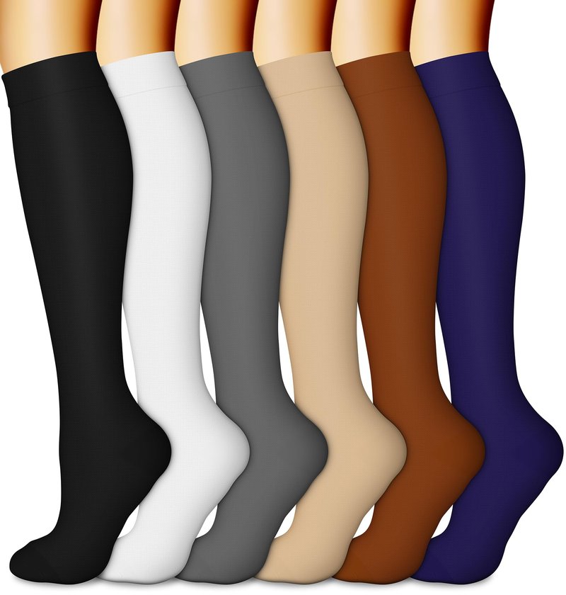 CHARMKING 6 Pairs-Compression Socks for Women & Men Circulation Best Support for Nurses, Running, Athletic,Flight Travel (Multi 01,L/XL)