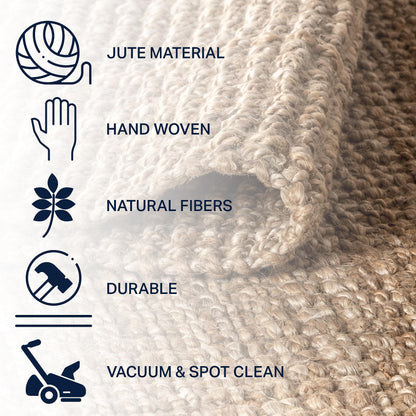 JONATHAN Y Pata Hand Woven Chunky Jute Natural 6x6 Square Indoor Area Rug, Bohemian, Rustic, Cottage, Easy-Cleaning for Living Room, Bedroom, Kitchen, Non-Shedding (NRF102A-6SQ)