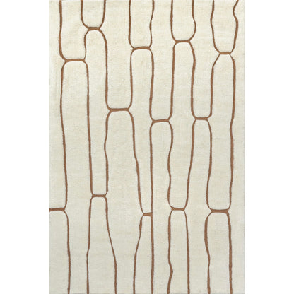 Rugs USA Nazco Cream, 2'6" x 8', Handmade, Abstract, New Zealand Wool, Soft and Cozy, High Traffic, Stain Resistant, Easy Clean, Durable Runner for Bedroom, Living Room, Dining, Den, Foyer