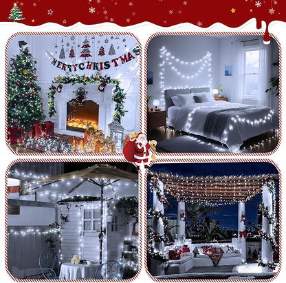 394FT 1200 LED Christmas Lights Outdoor, White Christmas Tree Lights Plug in, 8 Modes Twinkle String Light for Bedroom Wedding Party Ceiling Xmas Home Decoration