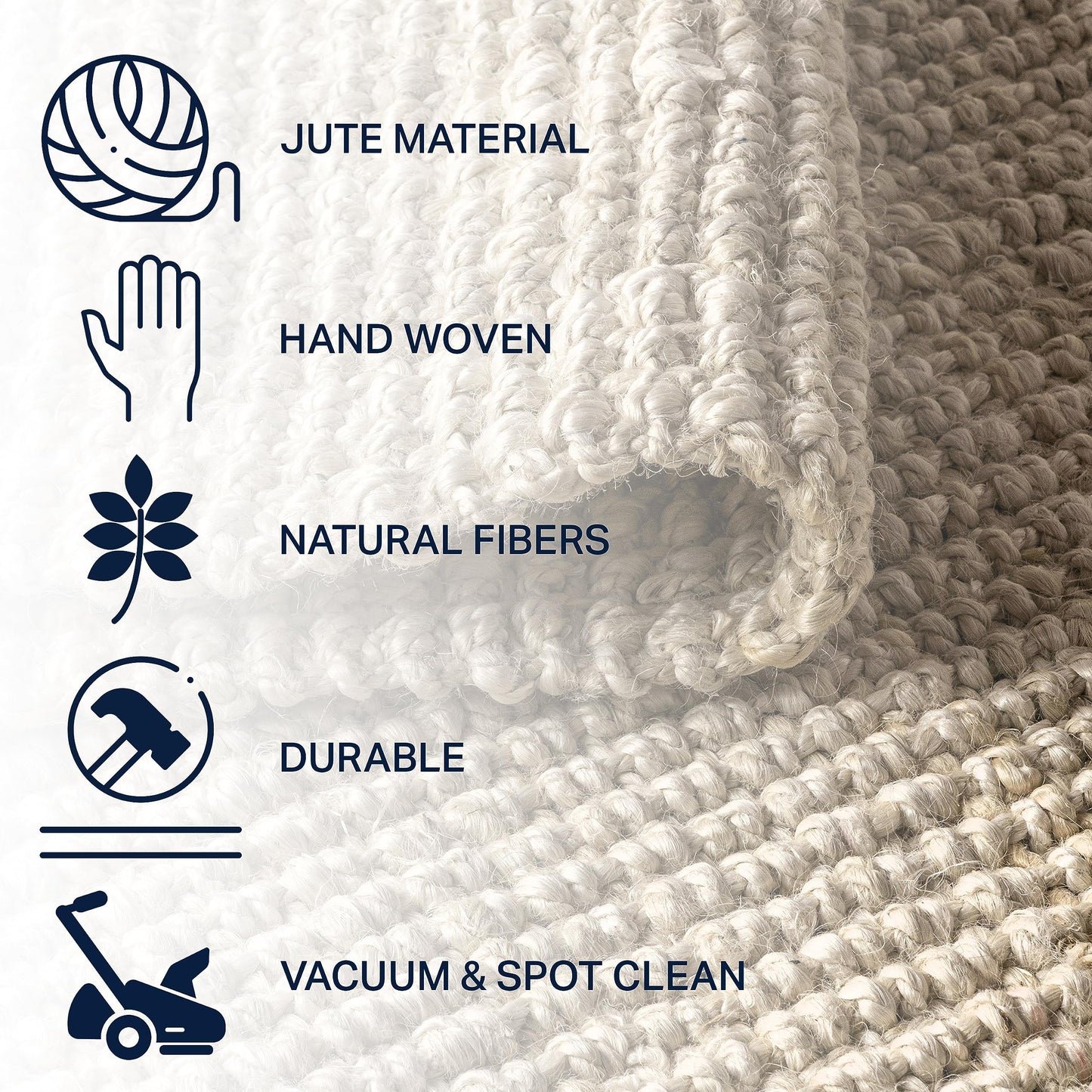 JONATHAN Y Hiro Hand Woven Chunky Jute Ivory Indoor Area Rug, 3x5, Bohemian, Transitional, Easy-Cleaning for Living Room, Bedroom, Kitchen, Pet Friendly, Non-Shedding (NFR103A-3)