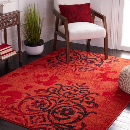 SAFAVIEH Adirondack Collection Accent Rug - 4'5" x 6'5", Red & Black, Floral Glam Distressed Design, Non-Shedding & Easy Care, Ideal for High Traffic Areas in Foyer, Living Room, Bedroom (ADR114P)
