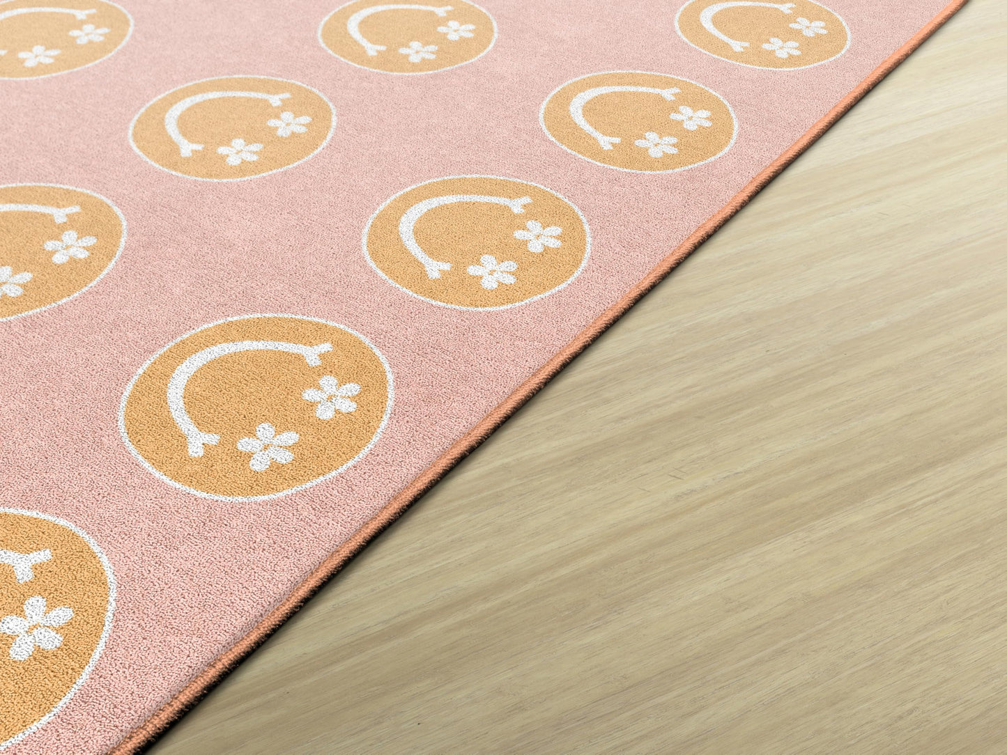 Flagship Carpets Good Vibes Happy Faces Children's Classroom Décor Area Rug for Schools, Durable and Fun for Learning Centers, Daycares and Preschools, 5' X 7'6"