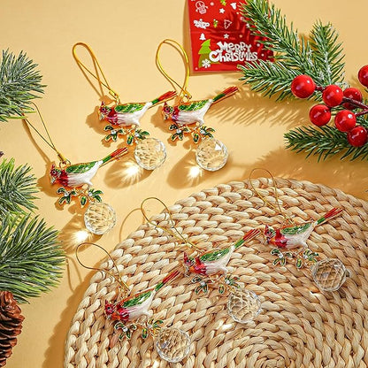 H&D HYALINE & DORA Color Bird Hanging Ornament 6Pcs Colorful Cardinal Christmas Tree Ornaments Flying Bird Ornament Xmas Decoration Birds Gift for Men Women
