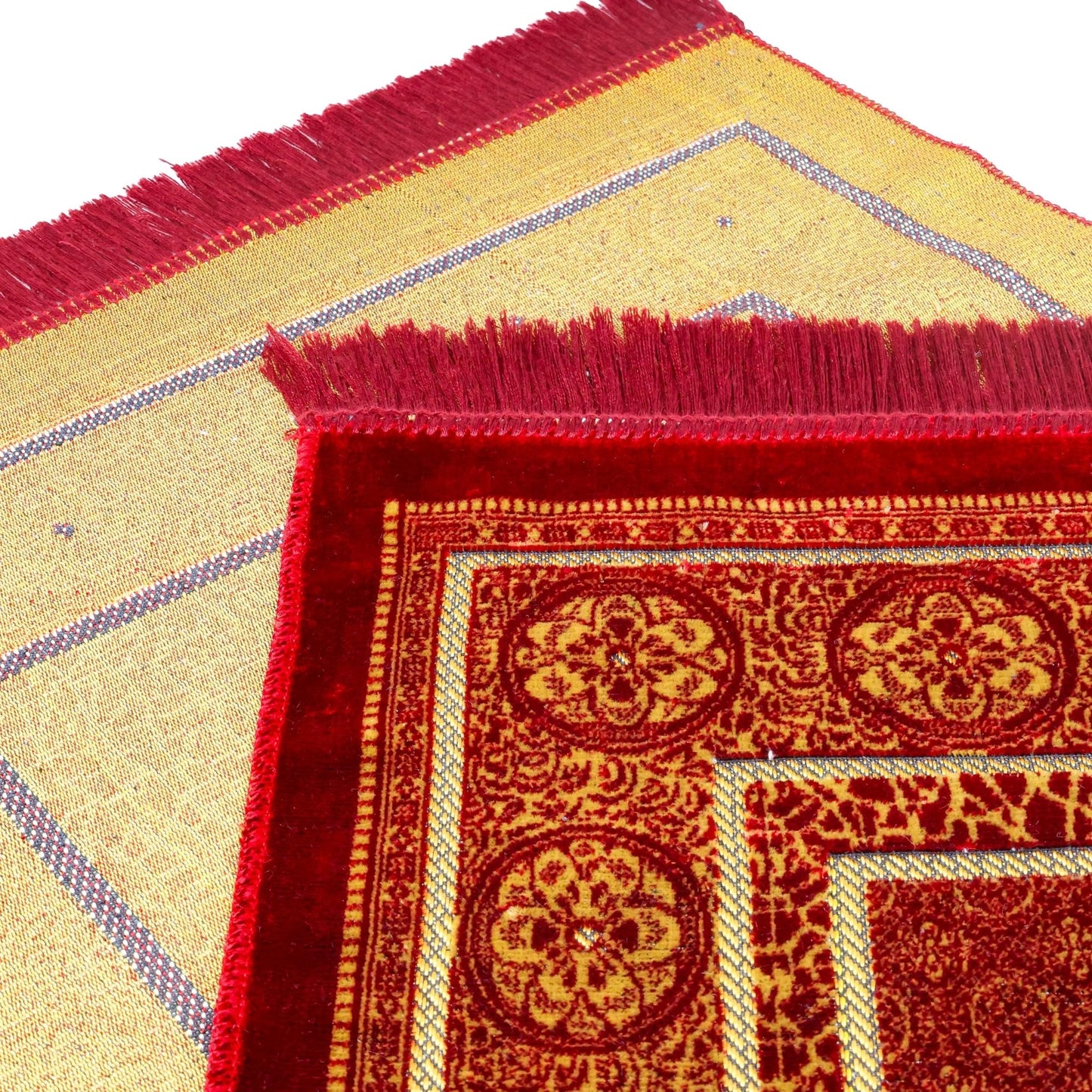FIRASET Muslim Prayer Rug, Soft Plush Thin Islamic Prayer Mat, Janamaz, Sajada, Praying Carpet, Islamic Gift for Men & Women, Islamic Mat, Bordeaux, Eid & Ramadan Gift with Prayer Beads, 26x43 inch