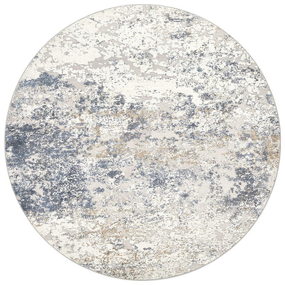 DMOYEST 5ft Round Area Rug Living Room Rugs - 5x5 Washable Large Soft Indoor Neutral Modern Abstract Low Pile Rug Carpet for Bedroom Dining Room Farmhouse Home Office - Beige Blue
