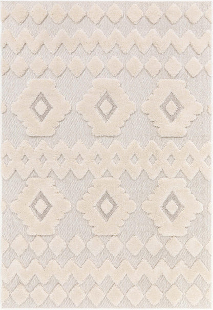Well Woven Bellagio Chiara Tribal Moroccan High Pile Beige Flat-Weave 5'3" x 7'3" Area Rug