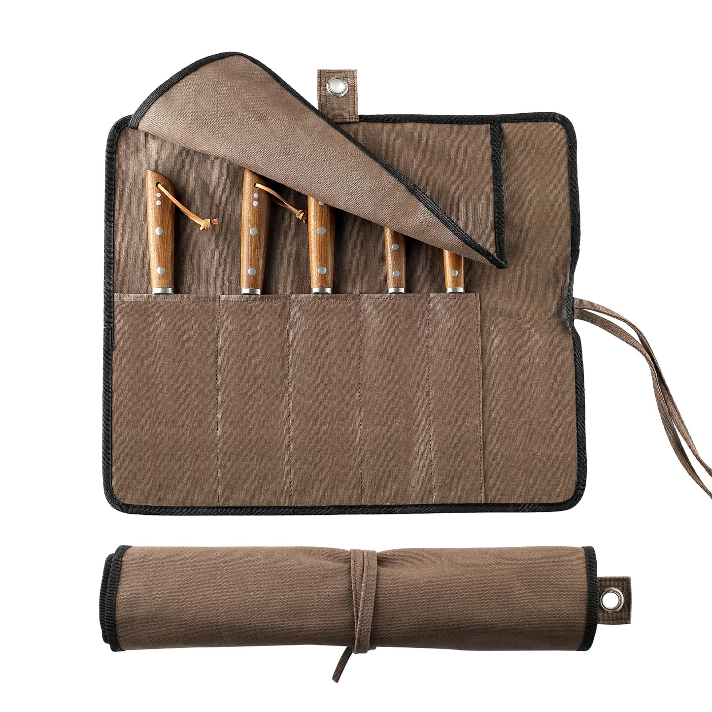 VRUIFA Chef’s Knife Roll Bag, Portable Canvas Cases, Chef Bag With 5 Slots Pockets Can Hold Kitchen Knife Tools Up To 15 Inch