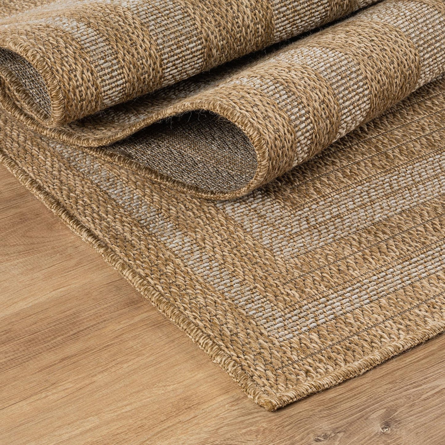 Beverly Rug Easy Jute Framed Border Rug 9x12 Washable Large Indoor Outdoor Area Rugs for Living Dining Room Patio Office Stain Resistant Non Shedding Casual Indoor Outside Carpet 9 x 12 Natural