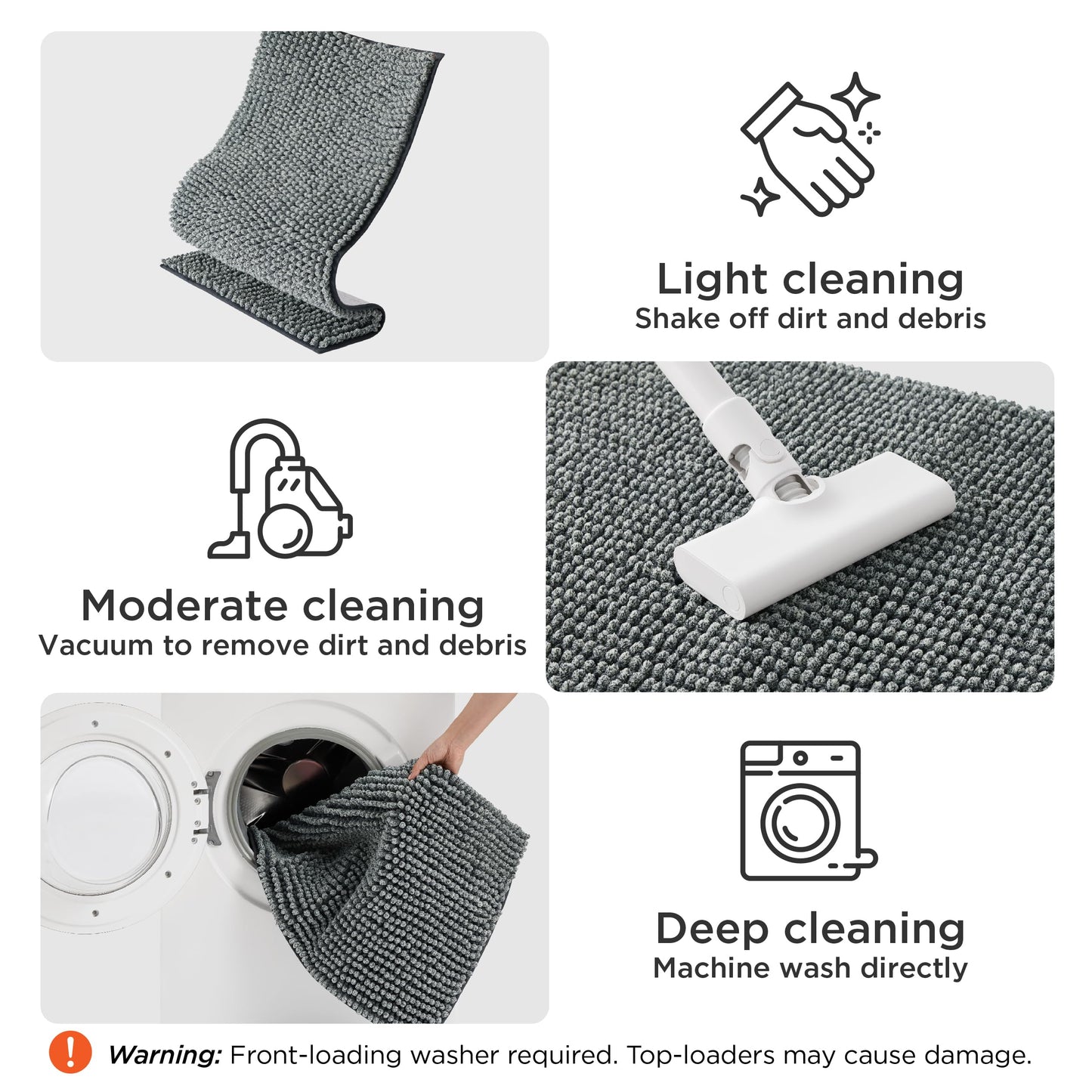 Bedsure Dog Door Mat for Muddy Paws, High-Low Absorbent Chenille Indoor Entrance Mud Dirt Trapper Soak-Stopper, Machine Washable Non-Slip Entryway Rug for Pets, 35"x24" Grey