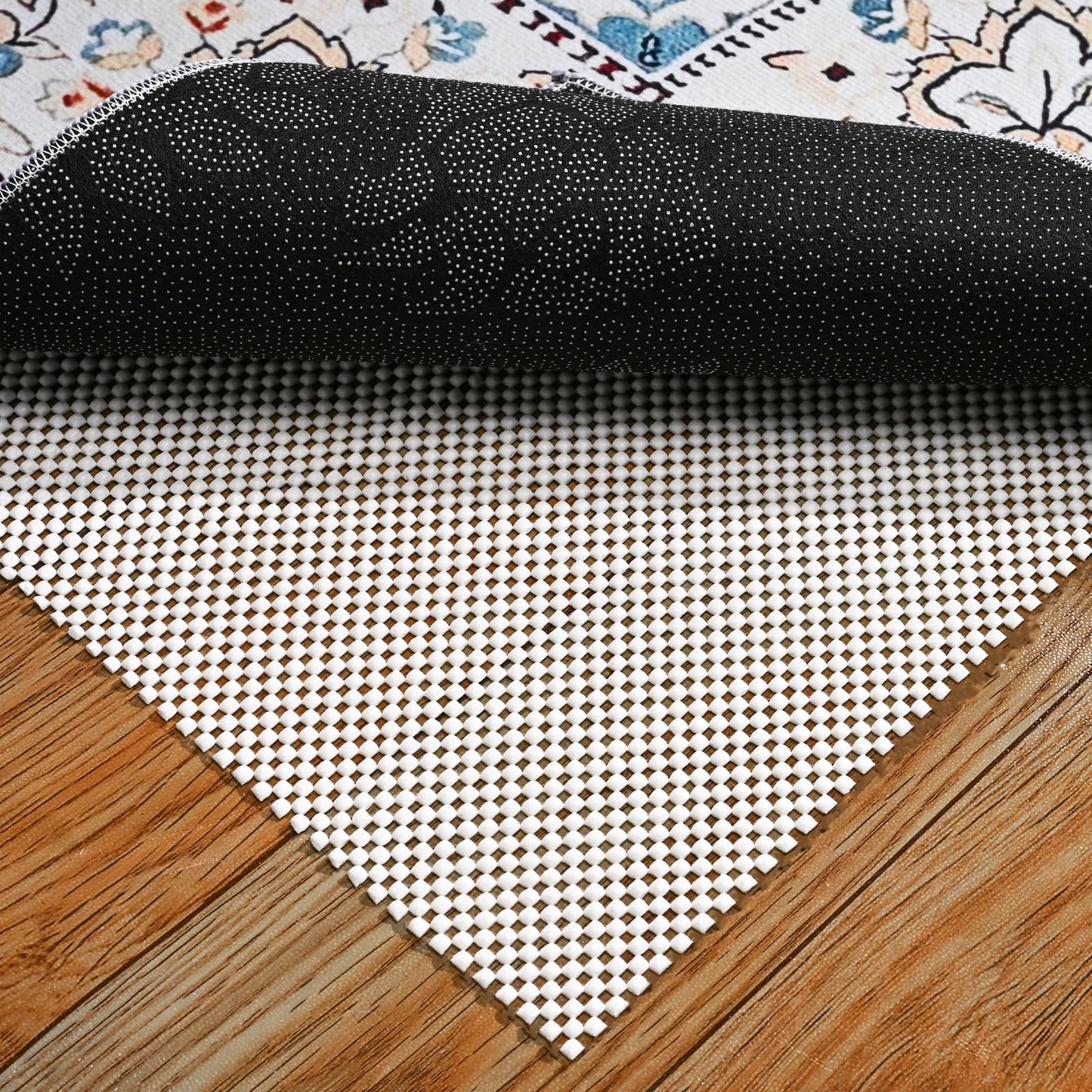 Non Slip Rug Pad Gripper 8X10 FT for Hardwood Floors, Eco-Friendly Anti Skid Mat Under Area Rugs, Keeps Rugs Safe and Flat, Odorless Cushioned Pad for Floor Protection, Easy to Trim Multi-Use Mat