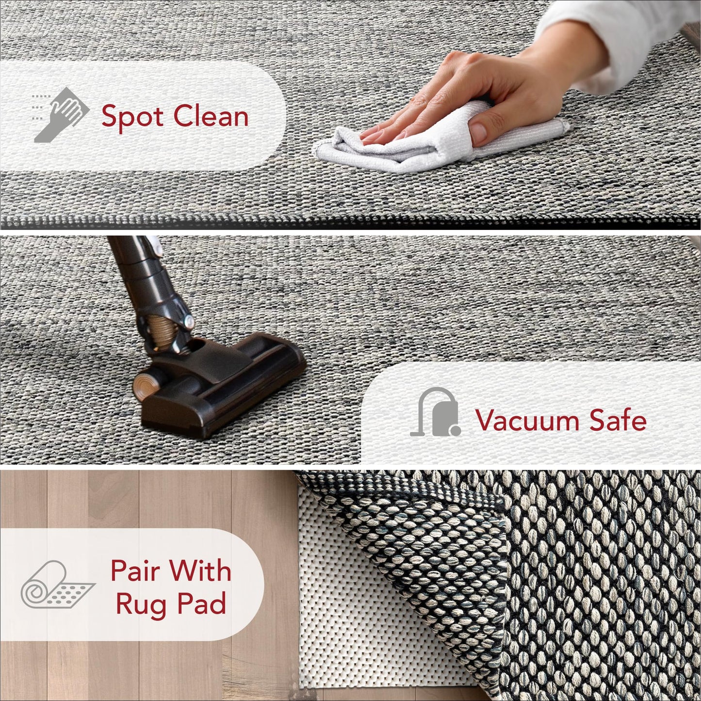 nuLOOM Alessi Solid Farmhouse Cotton Area Rug, 3x5, Grey