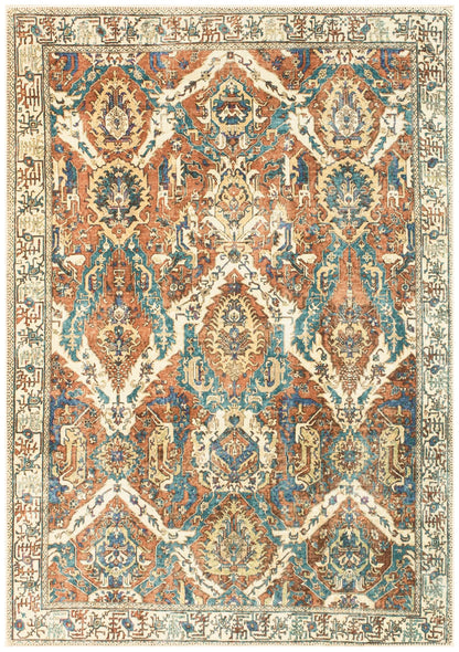 Keen Home Design 5x7 Rug - Machine Washable Area Rug with Non-Slip Backing, Ideal for Living Room, Dining Room, Bedroom - Vintage, Easy Clean, Durable, Low Pile Rug - (5' x 7')