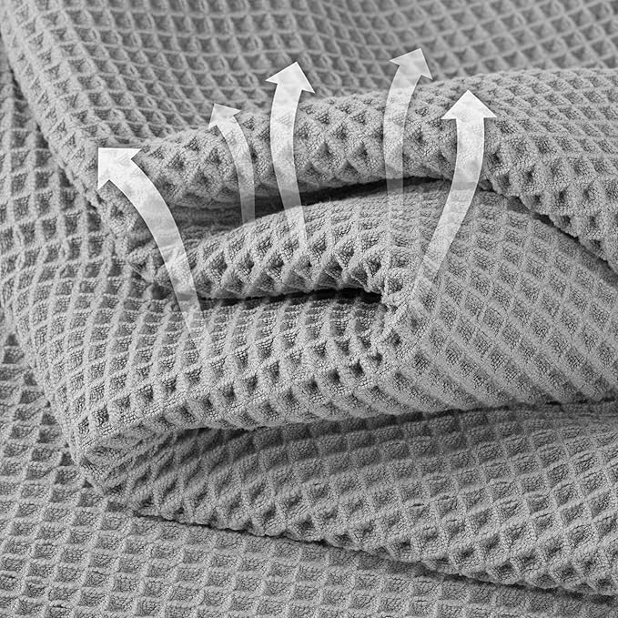 Microfiber Waffle Face Towels, 4 Pieces, Fast Drying, Lint Free 430 GSM