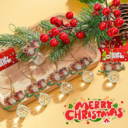 H&D HYALINE & DORA 6 Pack Owl Christmas Ornaments Mini Owl Hanging Crystal Ornament Christmas Decor Bird Ornaments for Xmas Tree Birthday Gift