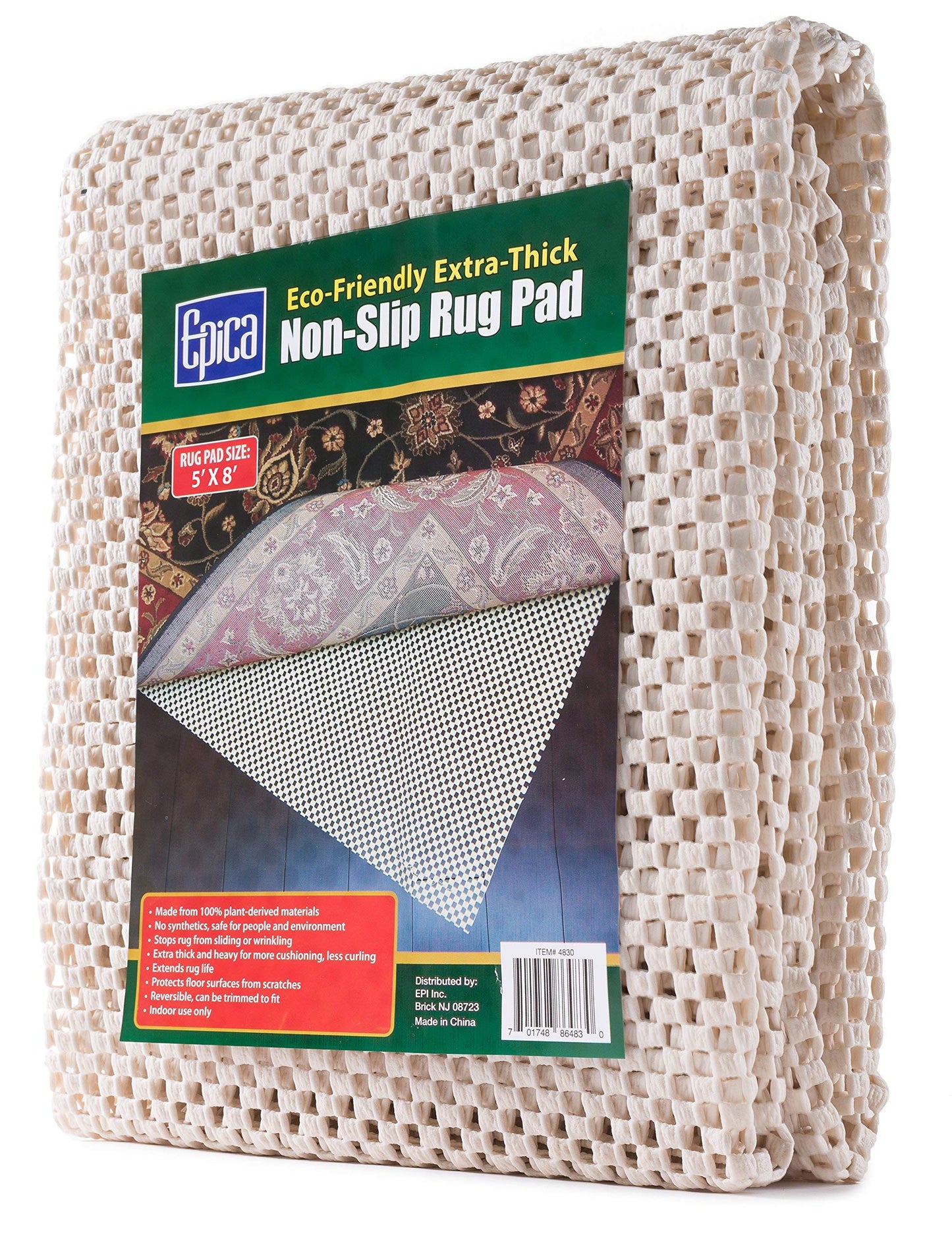 Epica Super-Grip Non-Slip Area Rug Pad 5 x 8 for Any Hard Surface Floor, Keeps Your Rugs Safe and in Place