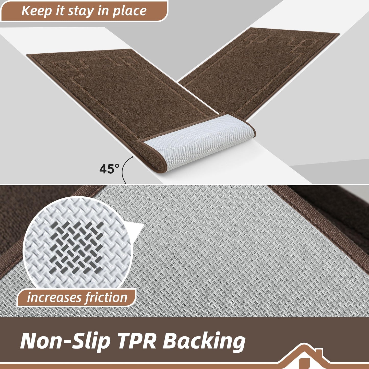 BEQHAUSE Door Mat 32" x 48", Non-Slip Door Mats Indoor Entryway Rugs Washable Low-Profile Absorbent and Dirt Trapper Floor Mats, Dog Door Mat for Front Back Door, Mud Wet Shoes & Paws, Brown