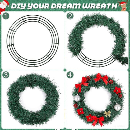 Fovths 12 Pieces Metal Christmas Wire Wreath Frame 30 Inch Green Wreath Ring with Floral Wire Form Front Door Garland Frame for Christmas Wedding Home DIY Crafts Supplies