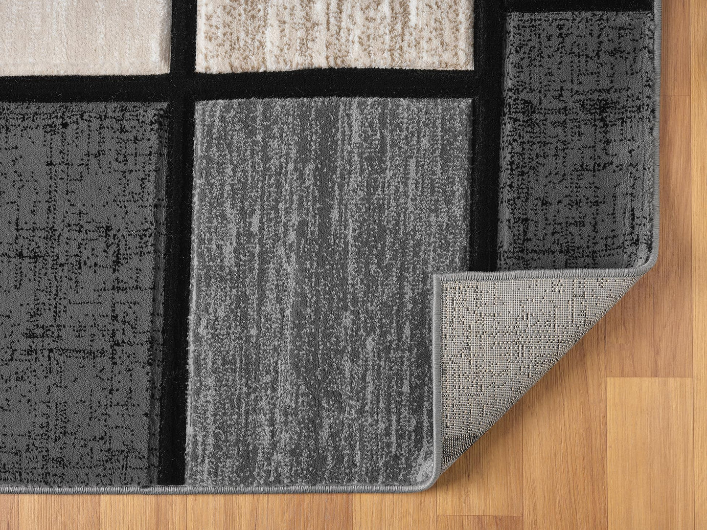 HADBA Modern 5x7 Sand Geometry Living Room Rug - Area Rugs for Living Room Dining & Bedroom - Hand Carved Runner Carpet - Durable Polyester - Non-Fade Stain-Resistant - Turkish Made