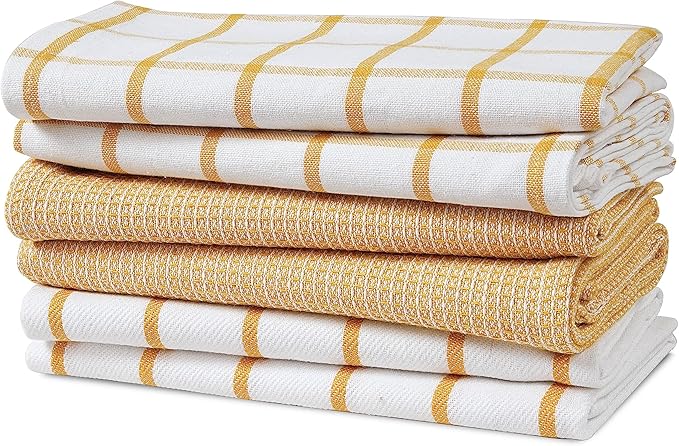 LANE LINEN Kitchen Towels Set of 6-100% Cotton, Quick-Drying 18” x 28” Dish &