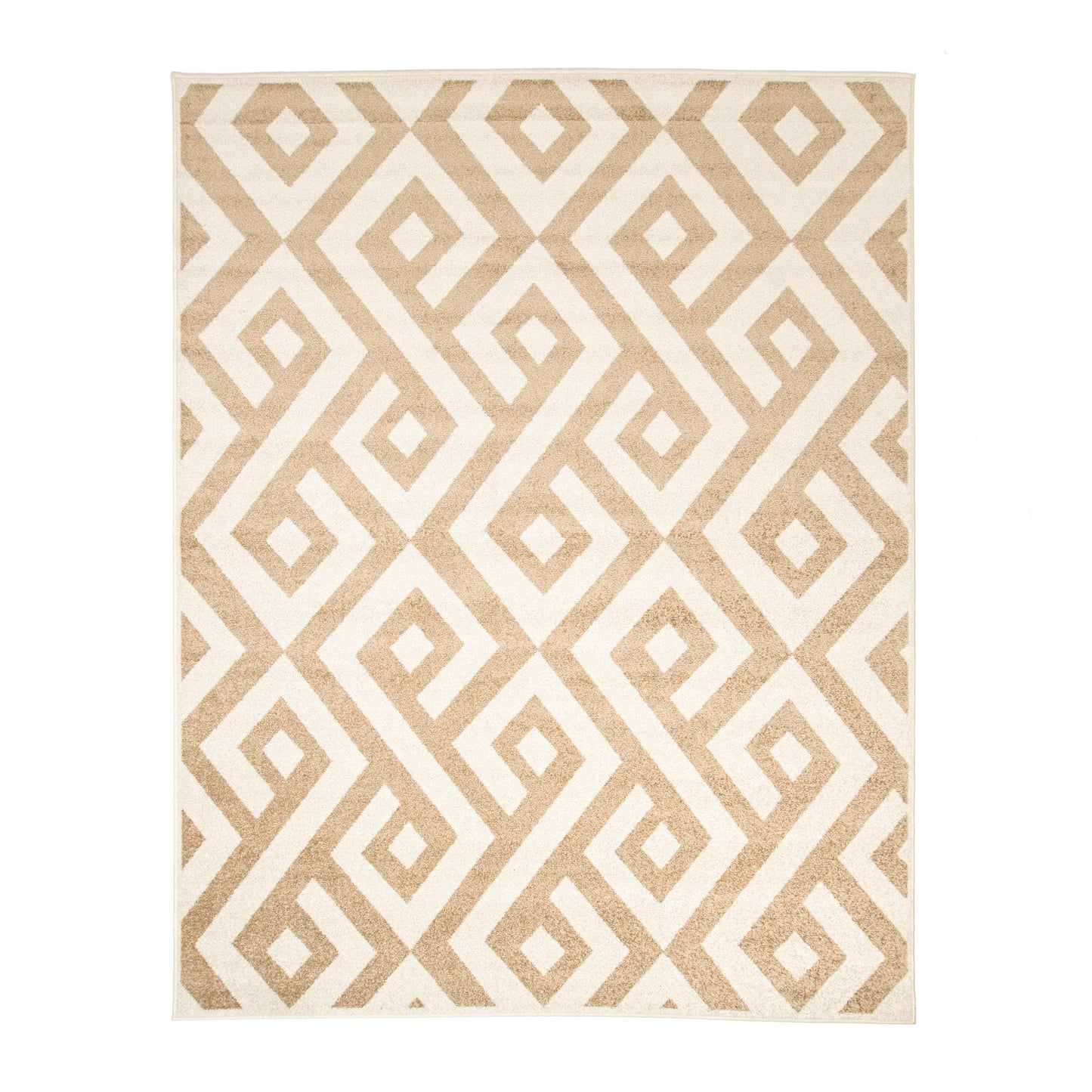 Superior Indoor Area Rug, Jute Backing, Modern Plush Rugs for Entryway, Living Room, Kitchen Floors, Bedroom, Hallway, Office Floor Cover, Diamond Lattice Rugs, Saxton Collection, 5' x 8', Ivory