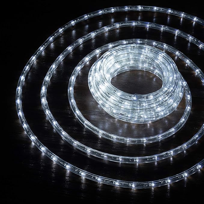 WYZworks 108LEDs 10ft LED Outside Rope Lights, Outdoor ETL Certified Waterproof Permanent 360 Degree Light Emitting, Flexible Tube, Connectable, Christmas Palm Tree Exterior Landscape, Cool White