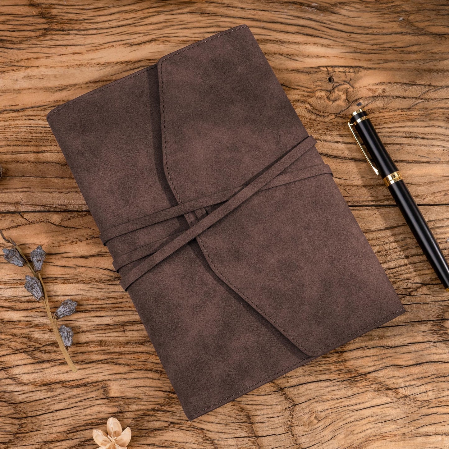 MINICAGIE Vintage Journal for Women Men Leather Bound Journaling Notebook Diary 160 Pages Book of Shadows Journal Soft Cover Journals for Writing Travel Gifts, 5.9x 8.6 in, Brown