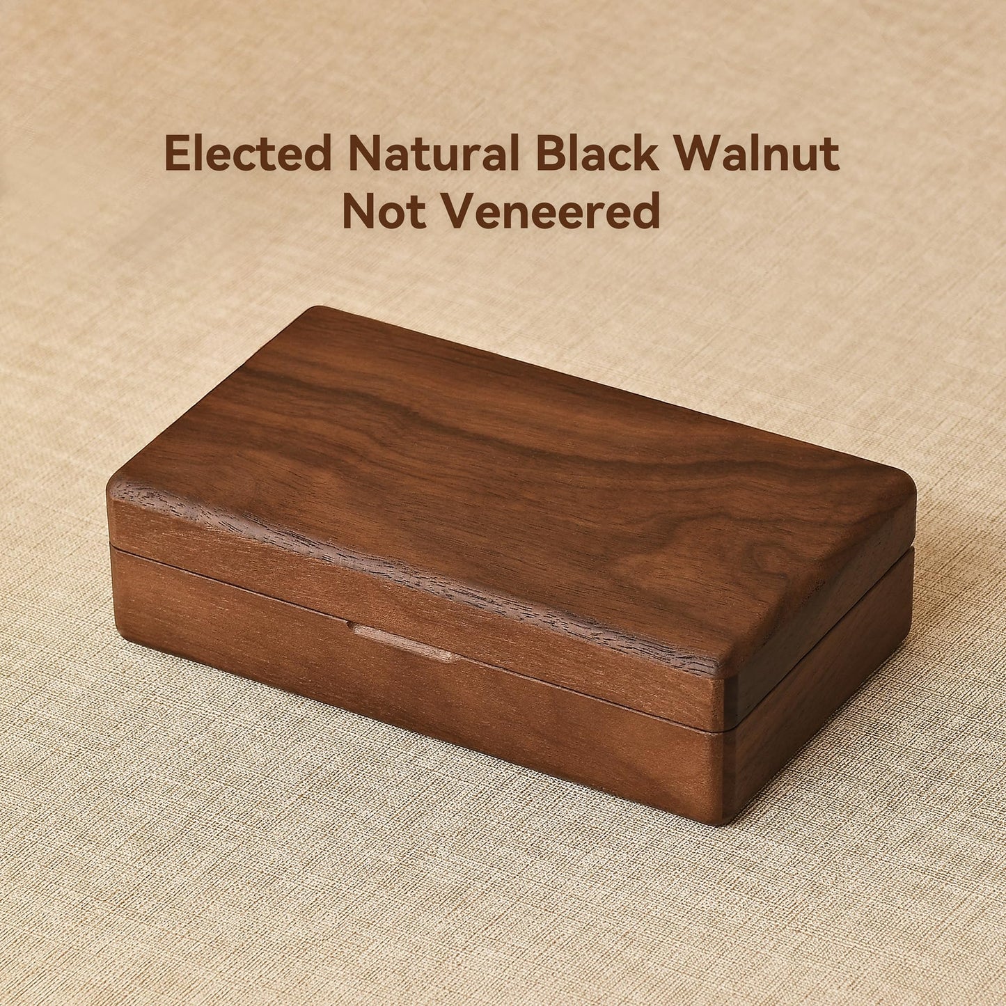 Hapkumn Black Walnut Solid Wooden Jewelry Box, Small Portable Travel Jewelry Organizer Storage Case, Wood Jewelry Holder for Necklace Ring Earrings Bracelet Watch, Gift for Women, Mom, Girls.
