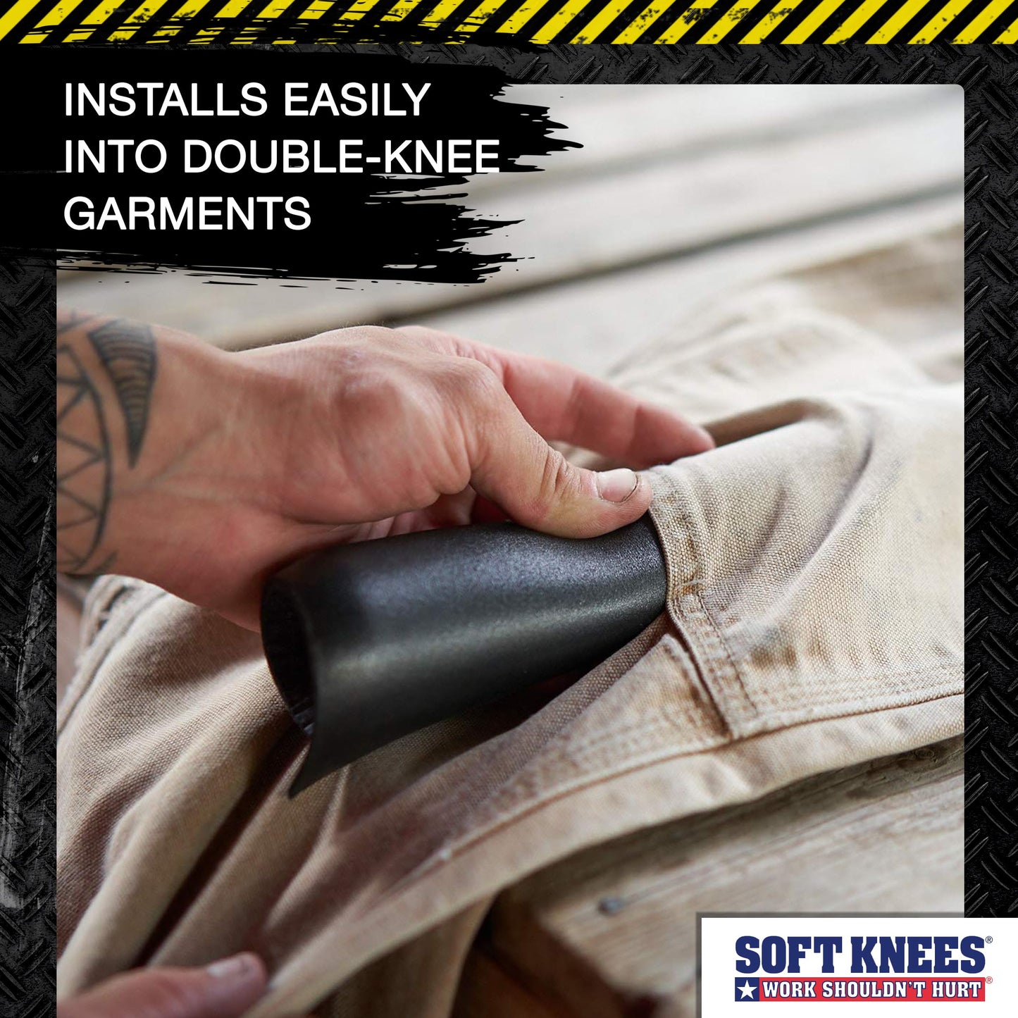 Soft Knees No-Strap Knee Pads, 6” x 9” Knee Pad Inserts for Work Pants with Double Knee Pads for Work & Construction, Knee Savers for Work Pants, Softknees Knee Inserts