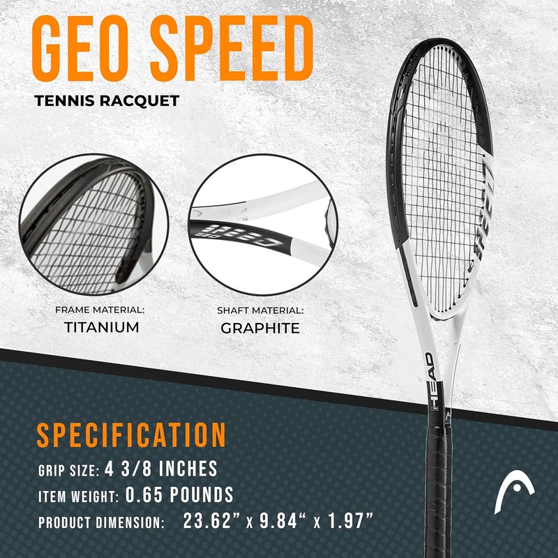 HEAD Geo Speed Tennis Racket - Pre-Strung Lightweight 27.5-Inch Adult Racquet