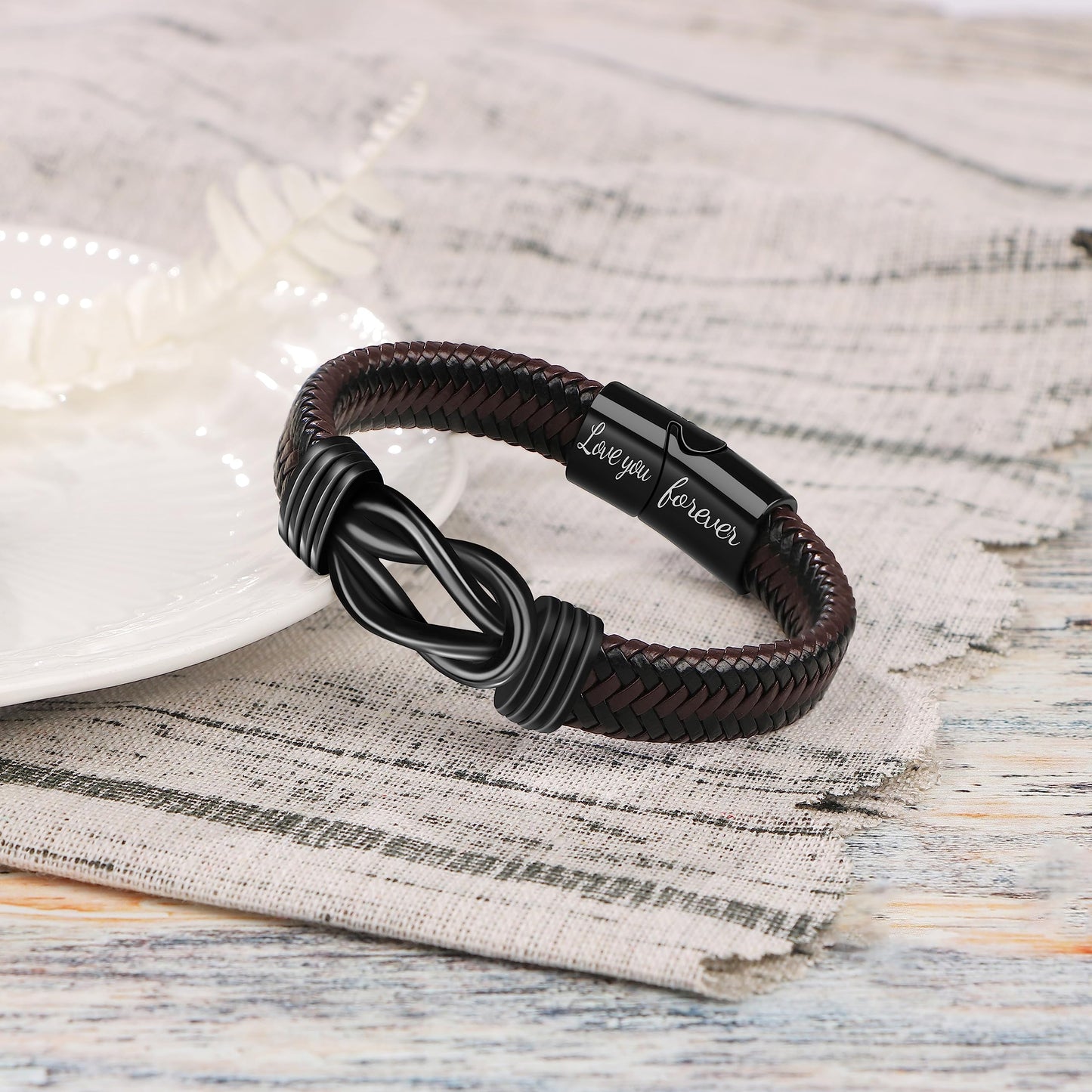 JoycuFF Nephew Gifts from Auntie Infinity Bracelet for Men Handmade Wristband Unique Birthday Graduation Christmas Gifts for Nephew from Aunt Uncle Pulseras Para Hombres