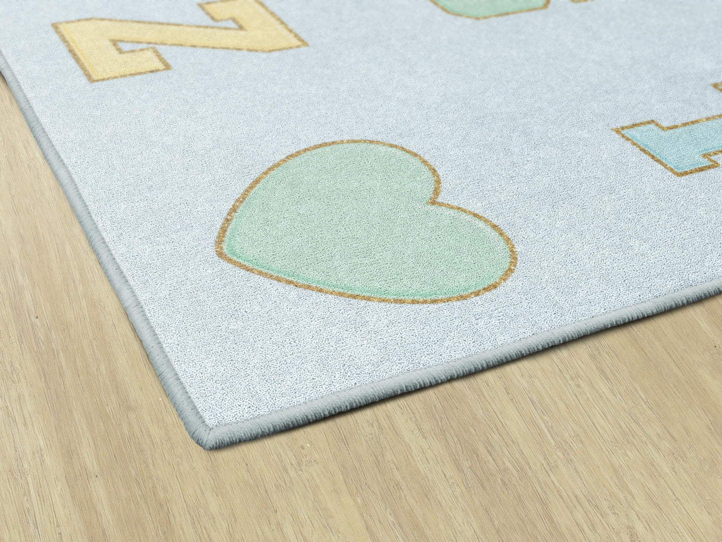 Flagship Carpets Blue Pastel Alphabet Criss-Cross Applesauce Educational Area Rug for Kids Room Seating Décor, Children's Classroom, Play Carpet for Teaching and Playroom, 7'6" x 12'