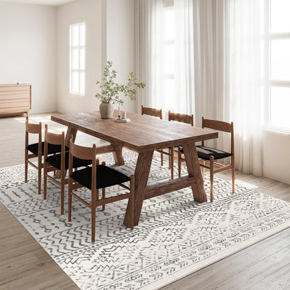 Art&Tuft Area Rug 5x7, Super Soft Ultra-Thin Moroccan Washable Rugs 5x7, Anti-Slip Backing Rugs for Living Room, Foldable Geometric Machine Washable Area Rug(5'x7', Ivory)