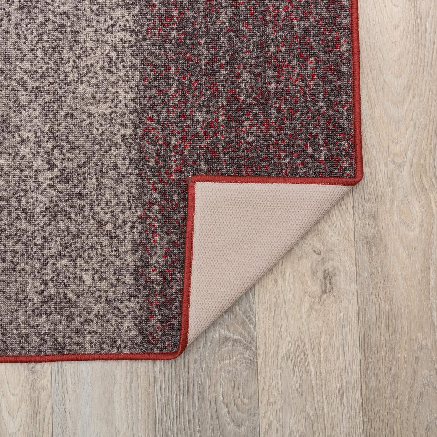 Rugshop Red Modern Geometric Boxes Non-Slip Area Rug Non-Shedding for Hallway, Entryway and Kitchen, 2' x 7'2" (22" X 84")