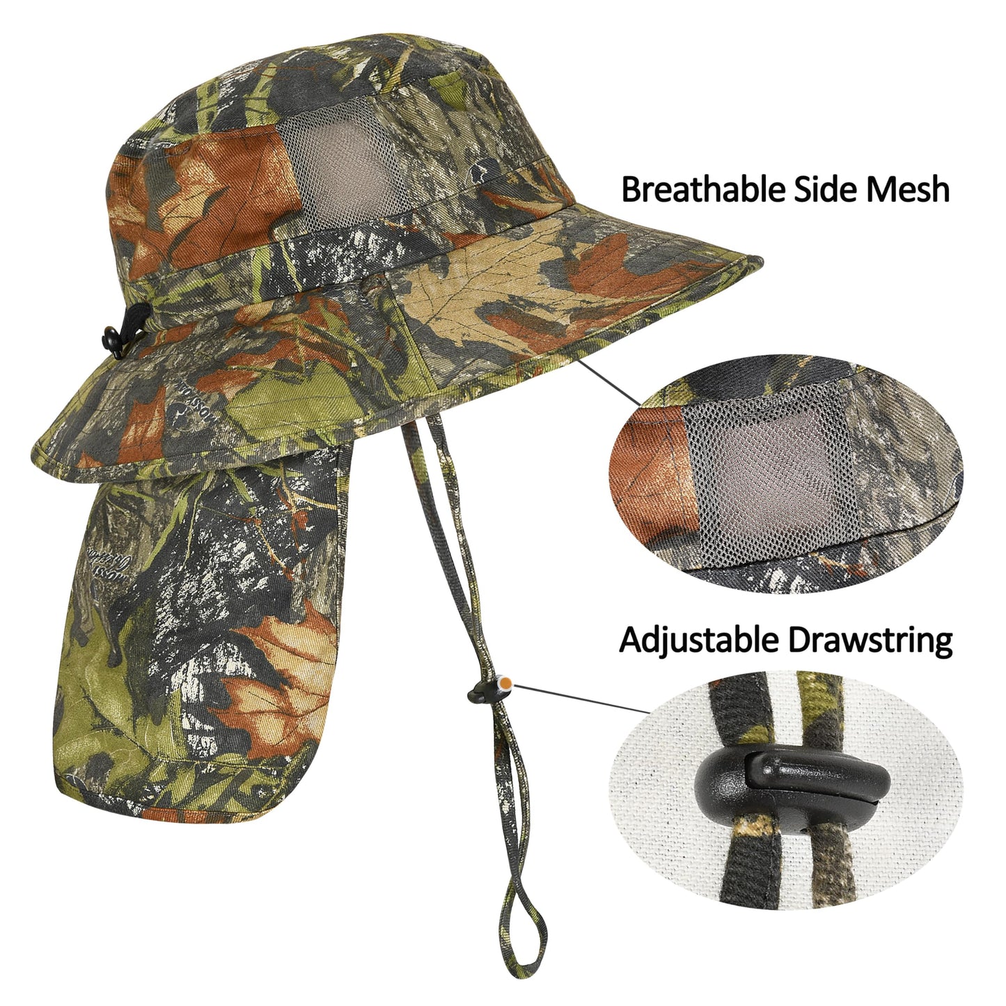 Catalonia Sun Hat for Men,Outdoor Wide Brim Hat with Neck Flap Cover for Fishing Hiking Safari Gardening