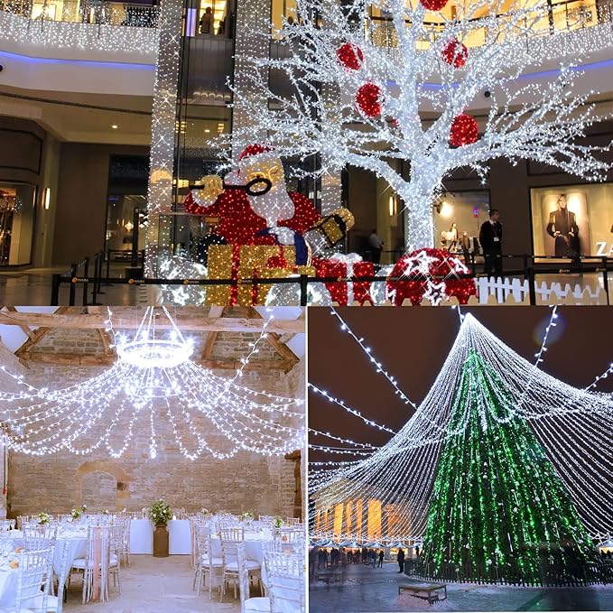 338Ft Christmas Lights Outdoor, 1000 LED Christmas String Lights with 8 Modes, Timer, Waterproof Fairy Twinkle Lights for Party, Garden, Wedding, Holiday, Weddings, Xmas Tree Decorations (Cool White)