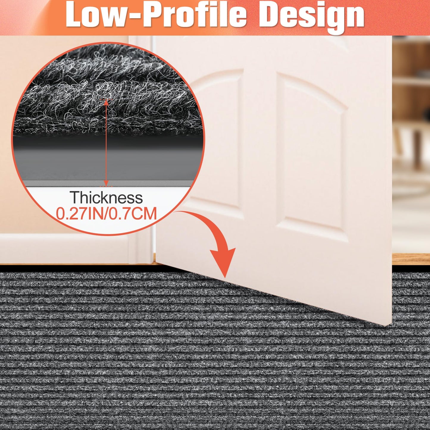 MYFAMIREA Commercial Floor Mat 3' x 5' Extra Large Front Door Industrial Rug Heavy Duty Brush Step Entrance Mat Weather Utility Rug with Non Slip Rubber Backing Low Profile for Entryway, Charcoal Grey