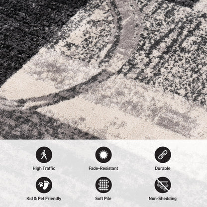 Rugshop Contemporary Circle Design Area Rug, Non-Shedding Carpet for Living Room, Dining Room, or Large Bedroom, Cream, 8'8" x 12'