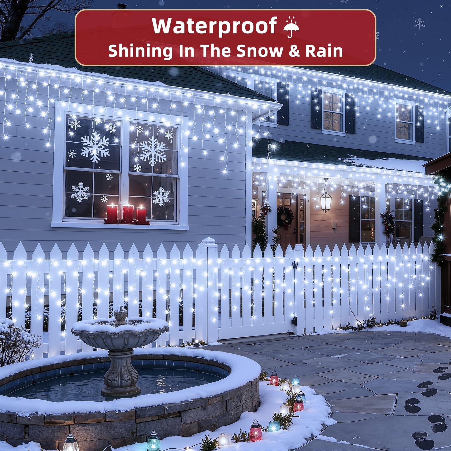 810 LED Christmas Lights Outdoor 82FT with 180 Drops, Christmas Decorations Hanging Lights 12 Modes, Dimmable Outsite Fairy String Lights for Wedding Party Holiday Winter Wonderland Decor Cool White