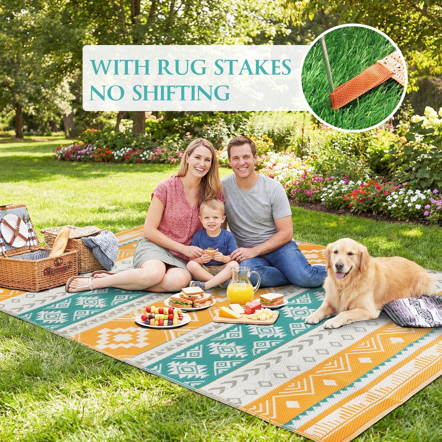 Outdoor Rug 5x8 ft Waterproof Reversible Plastic Straw Patio Camping Rug, Portable Indoor Outdoor RV Mat Carpet for Deck, Camper, Porch, Balcony, Backyard, Picnic, Yellow