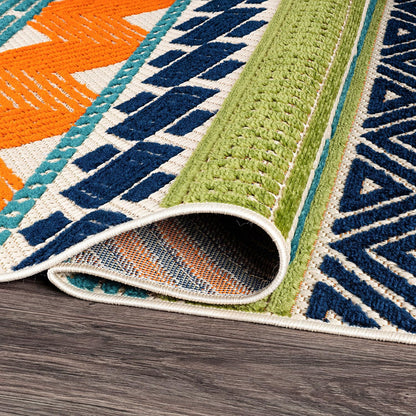Rugshop Marbella Contemporary Boho Non-Shedding Outdoor Rug for Patio Deck Backyard Indoor/Outdoor Area Rug 5' x 7' Multi