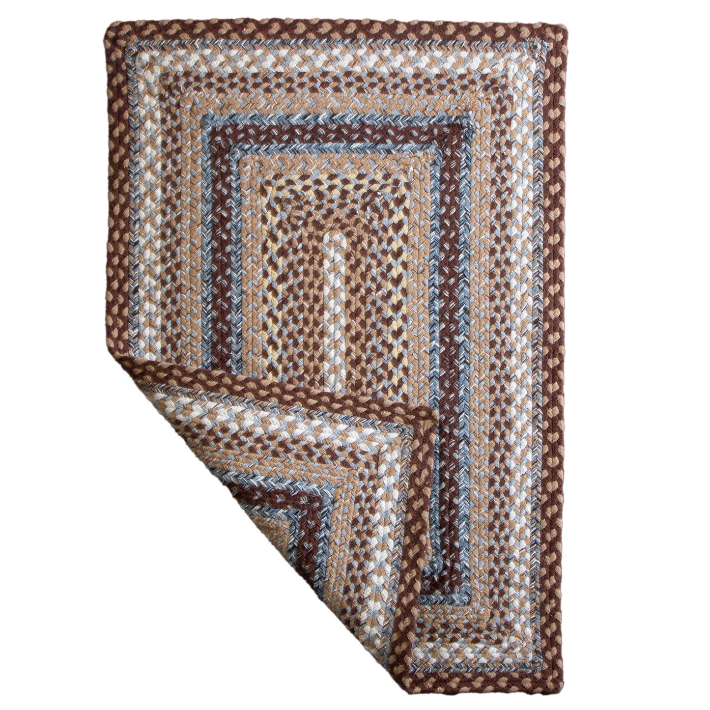Super Area Rugs 20x30 Farmhouse Braided Rug - Natural Soft Cotton Carpet for Bathroom, Kitchen, Doorway - Primitive Country Woven Rug - Brown/Slate Gray/Ivory