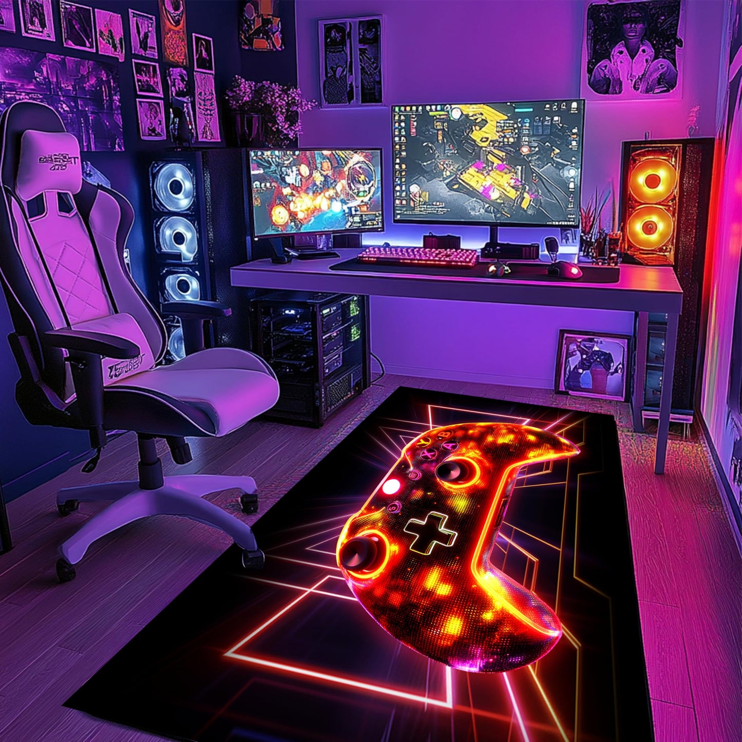 Gaming Rug for Boys Room, 5'x7' Game Gamer Rug for Bedroom Livingroom Game Room Carpet Gaming Decor