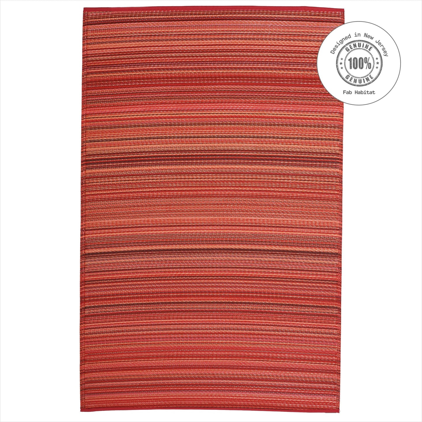 Fab Habitat Striped Outdoor Rug - Waterproof, Fade Resistant, Crease-Free, Reversible - Premium Recycled Plastic - Patio Porch Balcony Deck - Cancun Sunset - 8x10 ft